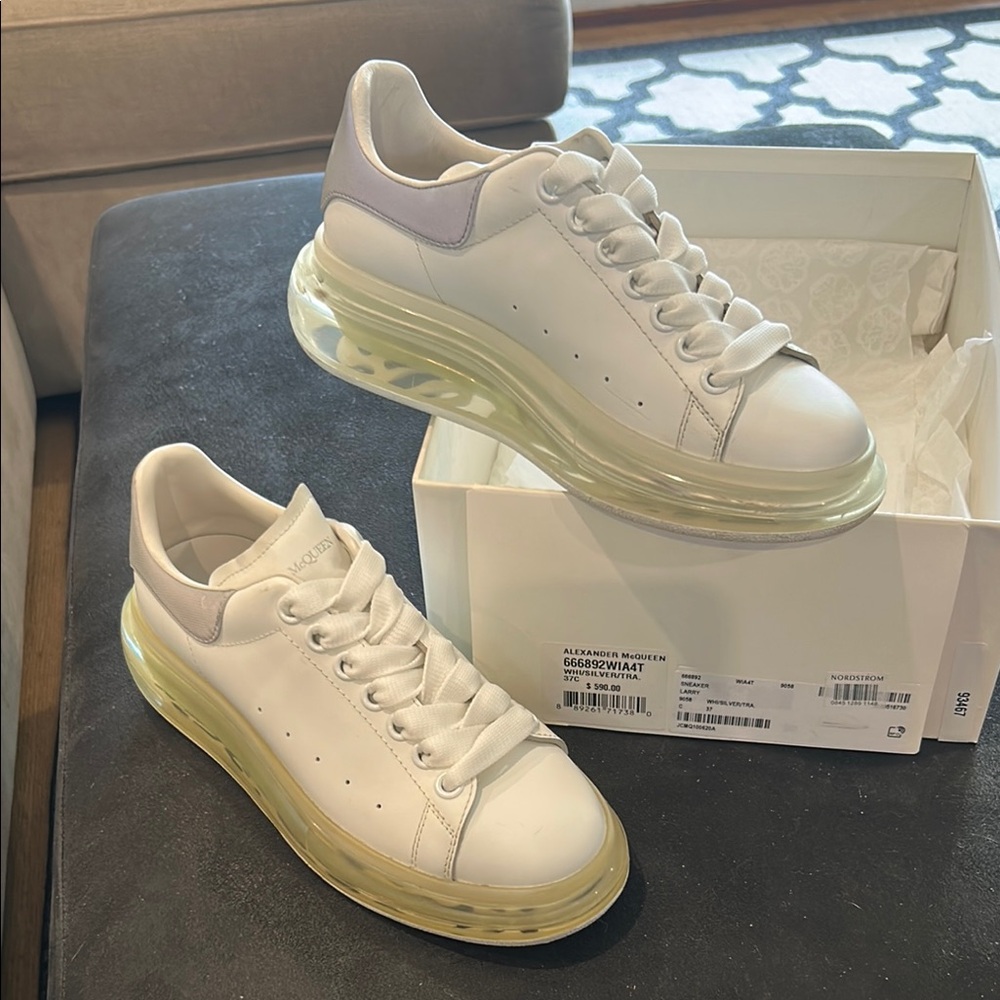 Alexander McQueen White Sneakers with Transparent Sole